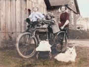 Flying Merkel motorcycle with children and dog, 1915. By courtesy of Clancy\'s Classics.