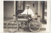Ca 1912 Flying Merkel Twin Chain Drive motorcycle built by the Miami Cycle Manufacturing & Co., RPPC scan by courtesy of David Collins, Cape Town, South Africa